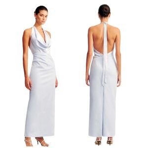 SHONA JOY Dillon Cowl Neck Maxi Dress in Seabreeze White Size 4